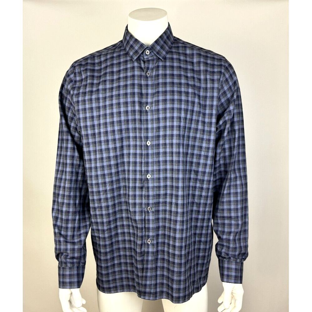 Ted Baker London Long Sleeve Button-up Shirt Mens 7‎ 3XL NWT CottonTonal Check